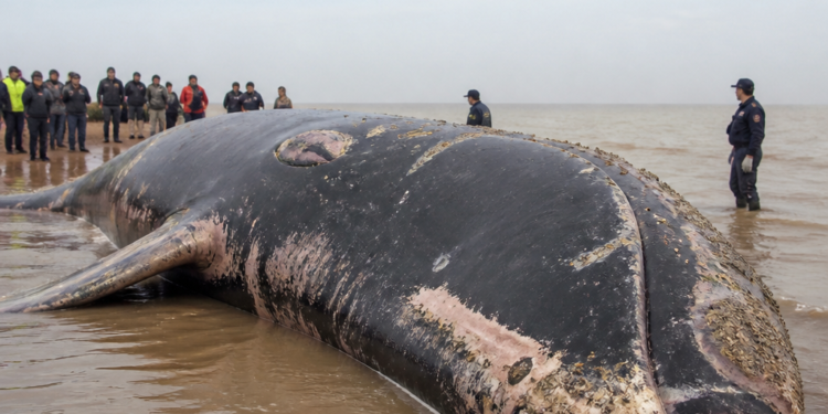 Falleció la ballena varada en el Río de la Plata