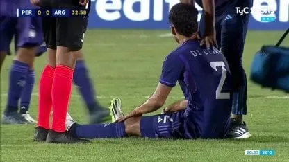 Lesión grave de Marcos Di Césare durante el partido ante Argentinos Juniors